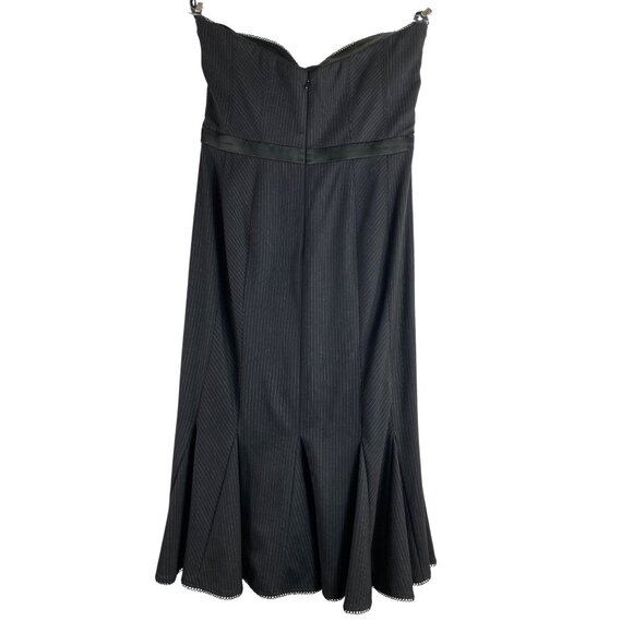 Vintage Bebe Black Pinstripe Bustier Cocktail‎ Dress Large Goth Pinup Sexy Y2K - Picture 4 of 7